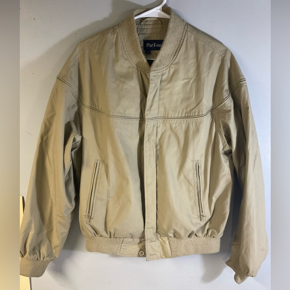 VINTAGE 1980s Par Four Sportswear Golf Jacket Size Large MD Mens Yellow 80s